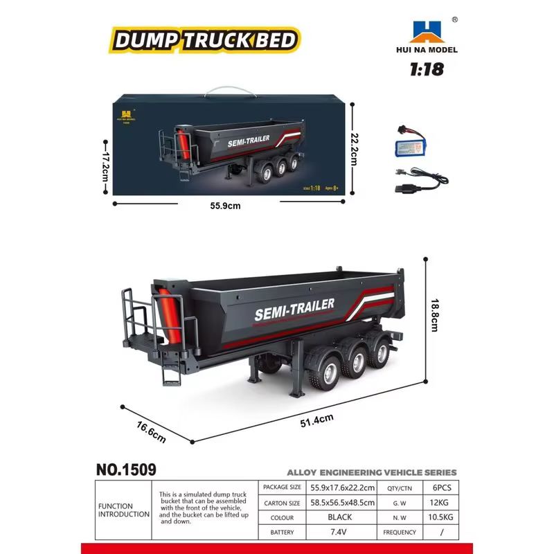 1/18 Huina 1509 Rc Semi Dump T - Rc Hobby Toucan review and price